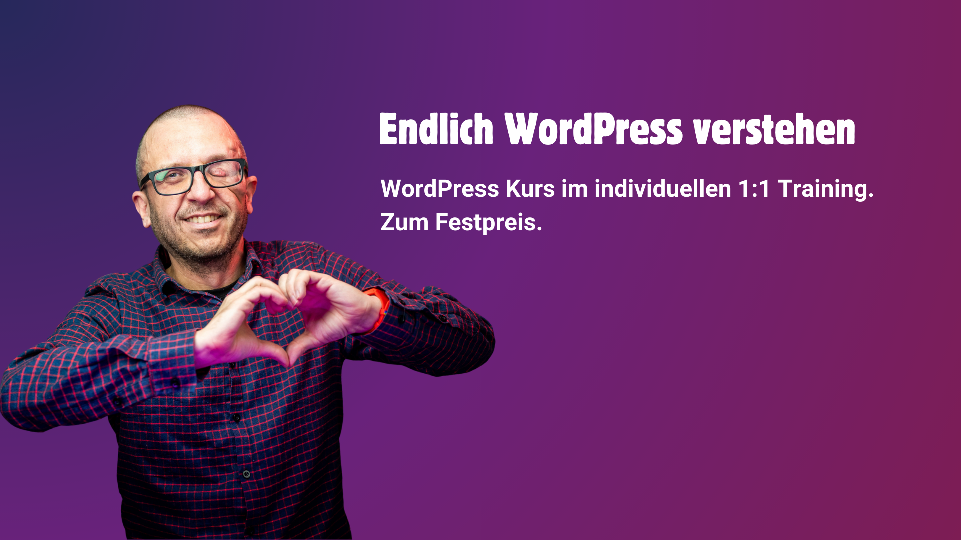 Sharepic mit Johannes und Schriftzug: "Endlich WordPress verstehen"