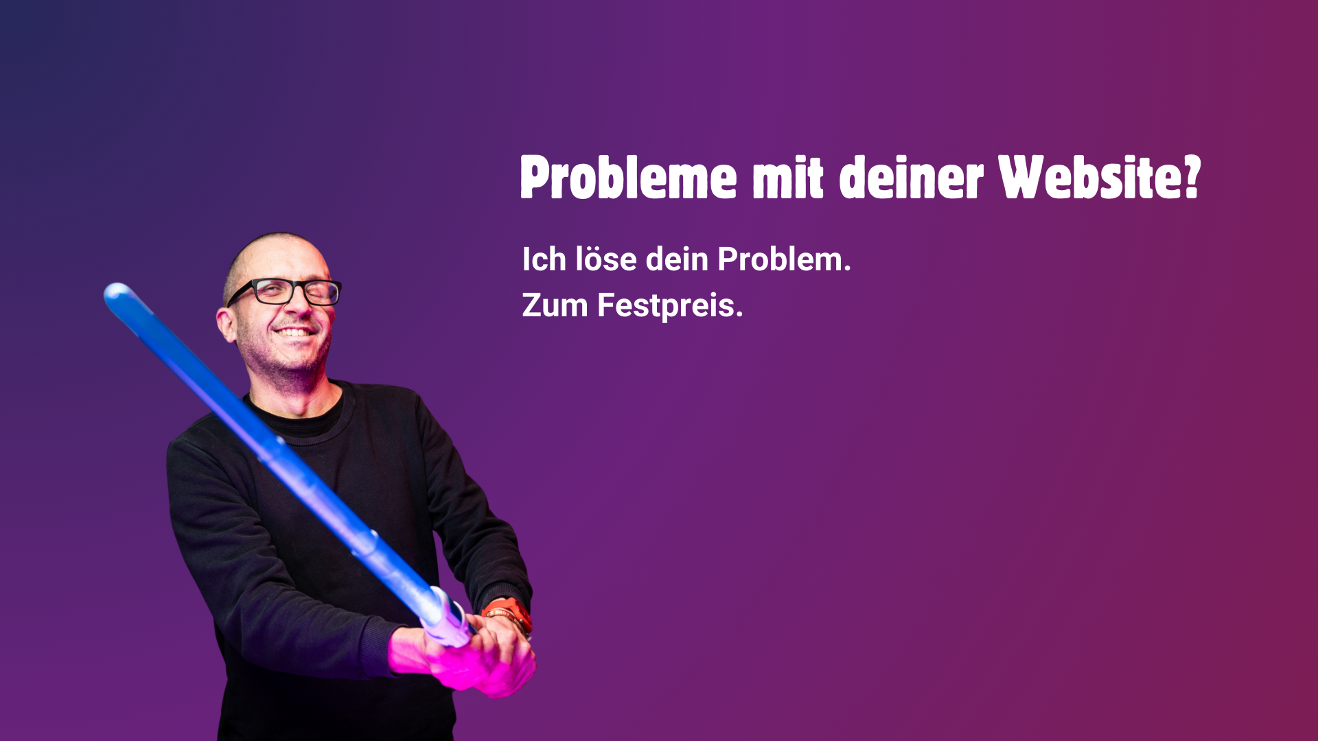 Sharepic mit Johannes und Schriftzug: "Probleme mit deiner Website?"