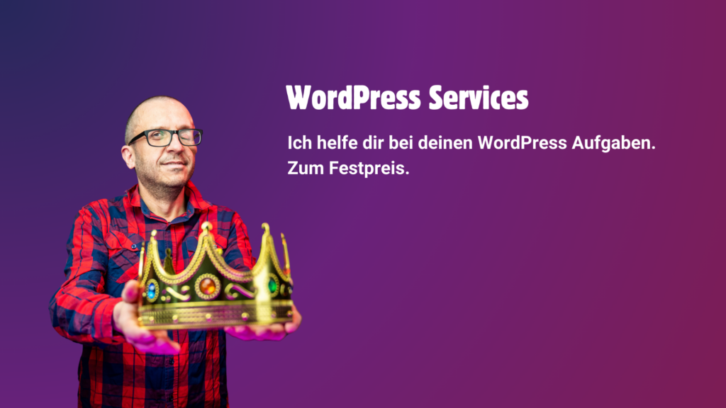 Sharepic mit Johannes und Schriftzug: WordPress Services"